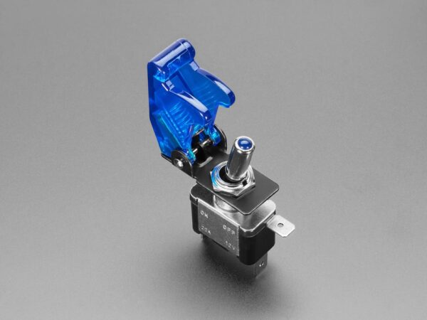 Illuminated Toggle Switch with Cover - Blue
