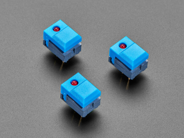 Stacked from 11 images. Method=B (R=2,S=5) Step Switch with LED - Three Pack of Blue Plastic with Red LED - PB86-A1
