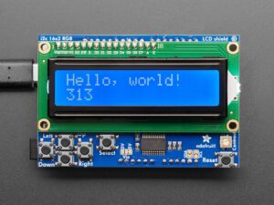 LCD Shield Kit w/ 16x2 Character Display - Only 2 pins used! - BLUE AND WHITE