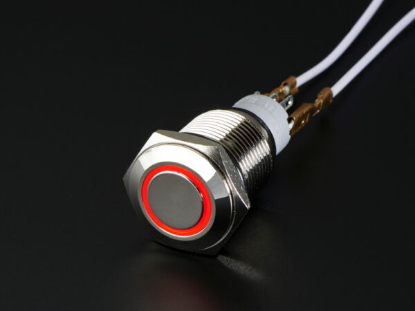 916-00.jpg Rugged Metal On/Off Switch with Red LED Ring - 16mm Red On/Off